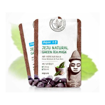 Тканевая маска успокаивающая, для увлажнения, питания и очищения пор WELCOS Jeju Natural Mask - С экстрактом зеленого чая