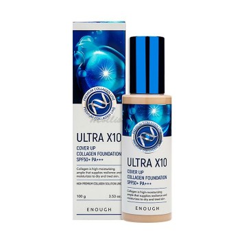 Тональная основа с коллагеном ENOUGH Ultra X10 Cover Up Collagen Foundation SPF50+ PA+++ - №23