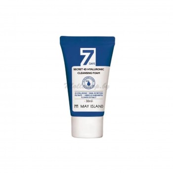 Очищающая пенка с 4 видами гиалуроновой кислотой в миниатюре MAY ISLAND 7DAYS SECRET 4D HYALURONIC CLEANSING FOAM 30 мл