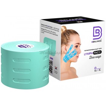 Перфорированный кинезио тейп против отёчности BBTape Lymph Face 5см*5м мята
