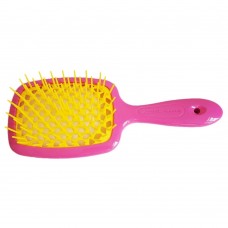 Расческа для волос розовая с желтыми зубчиками Janeke Superbrush Pink Yellow 