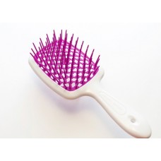 Щетка для волос белая с фиолетовыми зубчиками Janeke Superbrush White Fuxia
