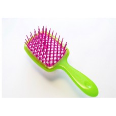 Расческа для волос салатовая с малиновыми зубчиками Janeke Superbrush Gree Fuxia