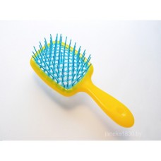 Расческа для волос желтая с голубыми зубчиками Janeke Superbrush 