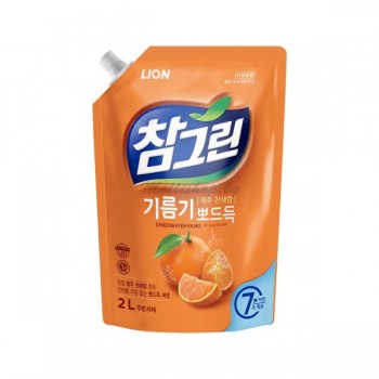 Средство для мытья посуды, фруктов и овощей с мандарином запасной блок CJ Lion Charmgreen Сheonhyehyang Dish Washing - 1.4 Л