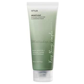 Гель-пенка для умывания с янтарной кислотой Anua Heartleaf Succinic Moisture Cleansing Foam