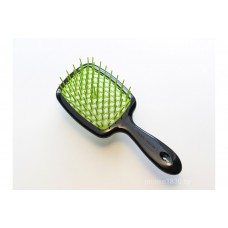 Расческа для волос черная с зелеными зубчиками Janeke superbrush