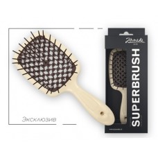 Расчёска для волос молочная с коричневыми зубчиками Janeke Superbrush 