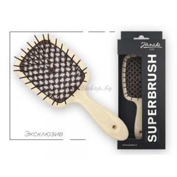 Расчёска для волос молочная с коричневыми зубчиками Janeke Superbrush 