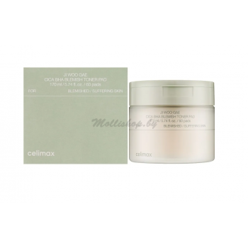 Пилинг-пэды от воспалений для проблемной кожи Celimax Ji Woo Gae Cica BHA Blemish Toner Pad 60шт