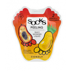 Носочки для ног отшелушивающие с экстрактами папайи и ананаса,40г,Consly Silky Wonder Liquid