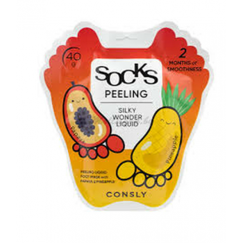 Носочки для ног отшелушивающие с экстрактами папайи и ананаса,40г,Consly Silky Wonder Liquid